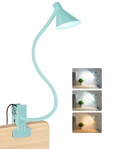 Modern ABS DC 360 Degree Gooseneck LED Reading Light With 3 Colors 10 Adjustable Brightness Clip Type Desk Lamp