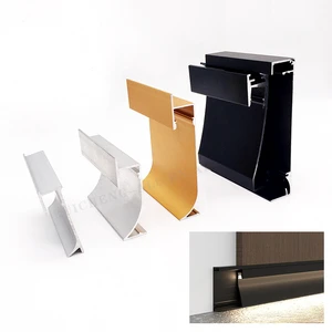 Modern Elegant Indoor Aluminum LED Corner Floor Lamp Skirting Board Metal Trim For Hotel Apartment Wall Base Lighting Outline