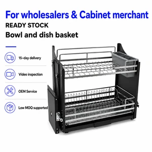 304Stainless Steel Kitchen Lift System Pull Down Basket For Upper Cabinet Space Saving Dish Drying Rack Pantry Storage Organizer