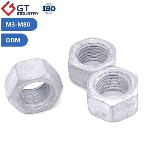Carbon Steel Hexagon Nuts Metric DIN934 Grade 8 10 12 Hot Dipped Galvanized M8-M50 ASME B18.2.2 A194 A563 F594 F467 Inch Hex Nut