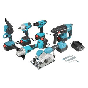 Combo Power Tools 6 Kits Tools Set Electric Hammer Drill Angle Grinder Brushless Cordless Drill Power Set 6 PCS Power Tool Sets