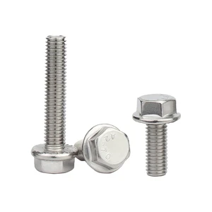 M4-M12 SS304 316 Stainless Steel Hex Flange Bolts Nuts Fastener High ISO Standard 50mm 40mm Flat Bolt M3 Thread Hex for Industry