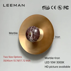 Modern Interior LED Disc Metal Marble Wall Sconce Large Creative Living Room Bedroom Background Hotel Saucer Wall Lamp Light