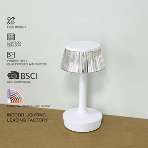 Rechargeable Touch Dimmable LED Table Lamp With Crystal Pleated Shade Perfect For Study Bedroom Outdoor Camping