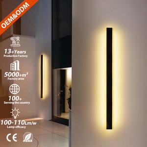 KAIFAN 110v 220v Modern Decoration Outdoor Exterior Linear Strip Wall Lamp Outside Sconce Long Led Wall Light