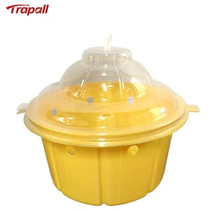 Trapall Outdoor Plastic Single-use Yellow Transparent 19x19x13.5cm Hanging Tephritidae Trap Insect Control Pheromone Tool for