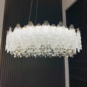 Modern Art Design Luxury K9 Crystal Chandelier Glass Branches Hotel Villa Living Room Lamp French Restaurant Leaf Pendent Light
