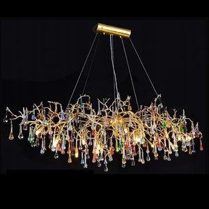 MEEROSEE Branch K9 Crystal Chandeliers for Living Room Colorful Pendant Light MD85007076