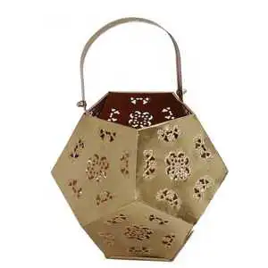 NEW HOME DECORATION ANTIQUE FILIGREE ROUND GOLD HANGING HURRICANE LANTERN