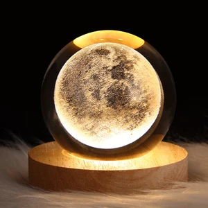 3D Art Crystal Ball Night Lamp Luminous Decoration Plug-In LED Night Lights Desktop Home Decor