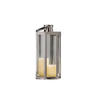 Stainless Steel Lantern With Glass Panels Heat Resistant Home Decoration Indoor Outdoor Use Flameless Light Feature Lantern