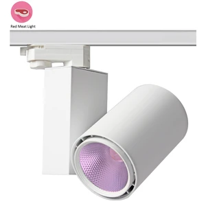 30W Track Rail 4/3/2 Wires Shop Home Food Lighting Pink LED Supermarket Fresh Meat Shop Track Light for Food Vegetable Fruit
