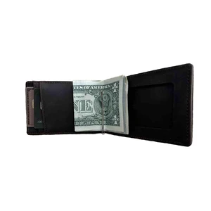 Top Sale High Quality Vintage Style RFID Blocking Genuine Crazy Horse Wholesale Cheap Money Clip Customizable Logo Unisex