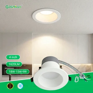 Hot Sale Commercial Downlight Power&CCT Tunable 4in Round Troffer IP54 Wet Location LED Downlight with 0.6m Aluminum Hose