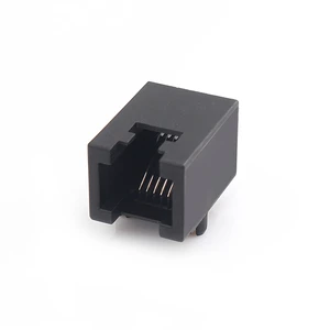 HAXN Stable Performance 8004 6P6C 1*1 W/O Shield Side Entry Latch RoHS Compliant Black Round Pin RJ45 Connector