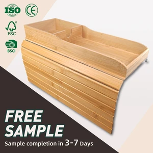 Hot Selling WDF White Wood Couch Sofa Cup Holder Table Sofa Armrest Organizer Cup Coaster Bamboo Sofa Arm Tray With Cup Holder