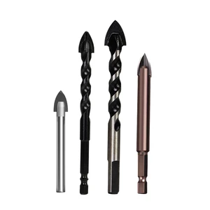 Multifunctional Hex Alloy Special Drill Bit Four-Blade Triangle Electric Hand Drill for Opening Ceramic Tile Concrete Glass