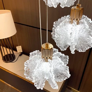 Vintage Modern Style Artistic Flower Glass Chandelier Pendant Light for Bedroom Bedside Study