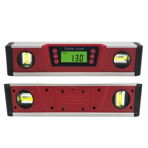 254mm/10 Inch Digital Spirit Level Magnetic Two Bubbles LCD Display Backlight Aluminum Alloy Audible Tone Angle Gauge 0.1