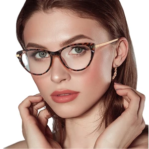 New European American Cat's Eye Full-Rim Women's Trendy Fashion Contrast Color TAC Anti-blue Photochromic Glasses