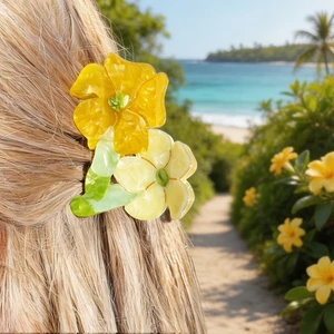 Personalized Custom Acetate Hair Claw Hawaiian Anthurium Puakenikeni Hair Calw Flower Hair Clip Accessories For Summer Holiday