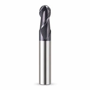 HRC58 AlTiN Coated Solid Carbide 2 Flute Ball Nose End Mill Long Neck CNC Milling Cutter for Steel Mold Machining OEM