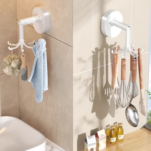 360 Rotating Eco-Friendly Plastic No-Drill Suction Cup Hooks Wall-Mounted Coat Bags Key Purse Folding Kitchen & Bathroom Tools