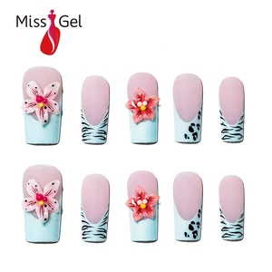 Wholesale Matte Long Length Square Shape Acrylic Press On Nails Long-Lasting Thick 3d Nail Art Wholesale 32pcs With Glue
