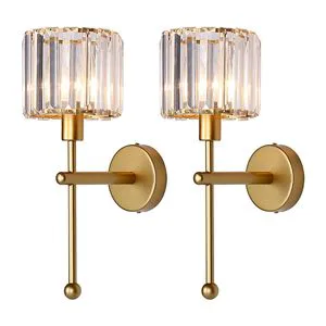 Battery Powered Crystal Wall Lamp, Modern Style Wall Lamp with Remote Control, Indoor Wall Lamp with Rechargeable Light Source.