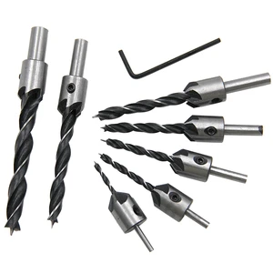 7Pcs Adjustable Countersink Drill Bit Set HSS Taper Screw Hole Cutter with Hex Key for Woodworking