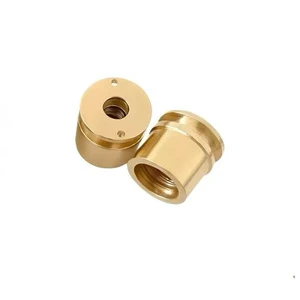 CNC Precision Brass Flanged Bushing Threaded Insert with Set Screw Port Plain Surface 0.05mm Tolerances Press Fit