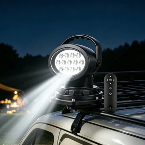 7 Inch 12V 50W Wireless Remote Control LED Searchlight 360 Degree Rotating Marine Spotlight Offroad Work Light for Truck Boat