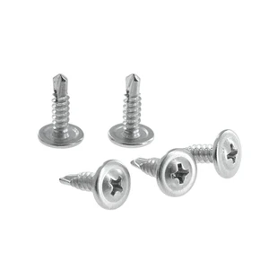 Stainless Steel Large Flat Head Self-Drilling Screw with Washer, Round Head Self-Tapping Screw for Sheet Metal