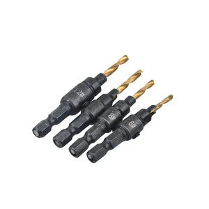 4pcs Hss Woodworking Tools 9/64, 11/64, 13/64, 7/32 Countersink Drill Bit Constructed Drill Bits for Drilling Holes