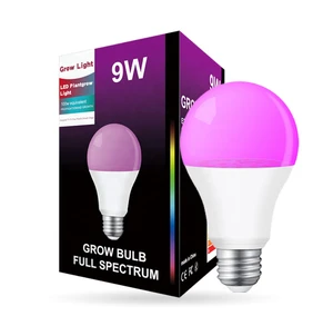 A60 9w LED Grow Lights for Indoor Plants, Full Spectrum Bulbs, Plant Grow Light for Seedlings and Seed Stating