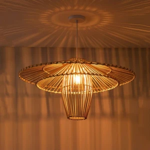 Rattan Ceiling Light with Handwoven Design Natural Material and Warm Ambient Lighting Ideal for Interior Decoration
