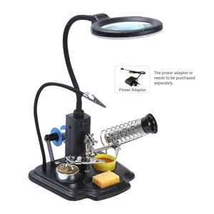 4 X LED Light Hands Free Lamp Plus Magnifying Glass LED Magnifying Lamp With Third Hand And Alligator Clips