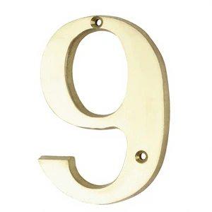 NUOHAI Solid Brass 4in 0-9 Number Plate For Office Building Hotel & Apartment Modern Brushed Finish Steel Screws Elegant Stylish