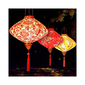 Pattern and Drawing Silk Lantern Mix Colors Silk Lantern With Plain Cloths Hoi an Silk Lanterns Flocking Cloth Colorful Lanterns