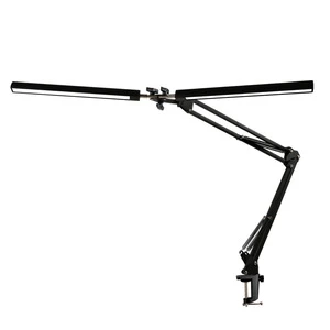 Swing Arm LED Table Lamp 10 Stepless Dimmable Architect Table Lamp Double LED Head for Computer Screen
