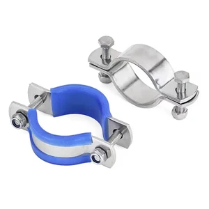 Stainless Steel Two Piece Pipe Clamps Hydraulic Twin-Screw Tube Clamp Connectors Industrial Pipe Support