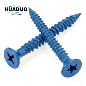 Blue Flat Head Phillips Concrete Screw Anchors 1/4 Hex Washer Head Concrete Screws for Masonry Brick Block Fastening Hardware