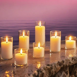 Wholesale Wedding Decoration Aromatherapy Candle Jar Transparent Cylinder Glass Candle Holders Lanterns Candle Jars