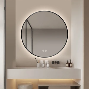 Integrated Stainless Steel Framed 3 Color Adjustable Bathroom Wall Backlit Round Led Mirror With Demister