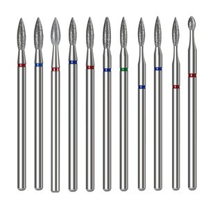 Diamond Burs for Nail Drills-Color-Coded Blue/Red/Green/Yellow Labels Replacement Nail Polish Remover