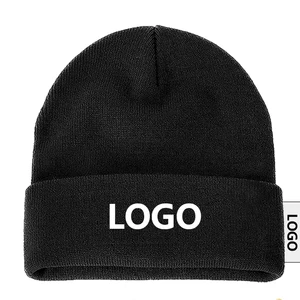60 Colors Beanies Unisex Custom Logo Embroidery Knitted Solid Beanie Custom Logo Winter Warm Hat Acrylic Cuffed Warm Winter Hats