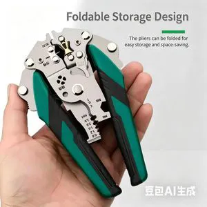 Electrician's Special Alloy Steel Wire Stripper Crimping Pliers with ABS Handle Folding Design for Industrial/DIY Use