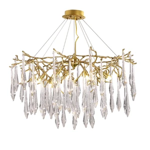 Modern French Restaurant Bedroom Crystal Lamp Creative Branch-Shaped Chandelier for Living Room Exhibition Hall Bar Size Middle