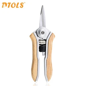 6 Inch Stainless Steel Bypass Pruning Shears Zinc Alloy Wooden Handle FSC Certified Portable for Cutting Branches
