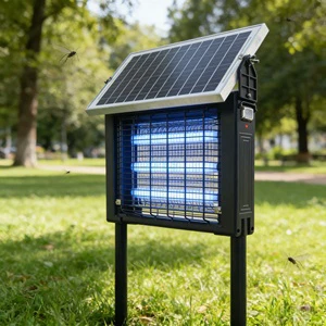 High-Efficiency Solar Powered Bug Zappers Mosquito Fly Killer Dual Wavelength UV Lamp Eco-Friendly Portable Built-in Lightning